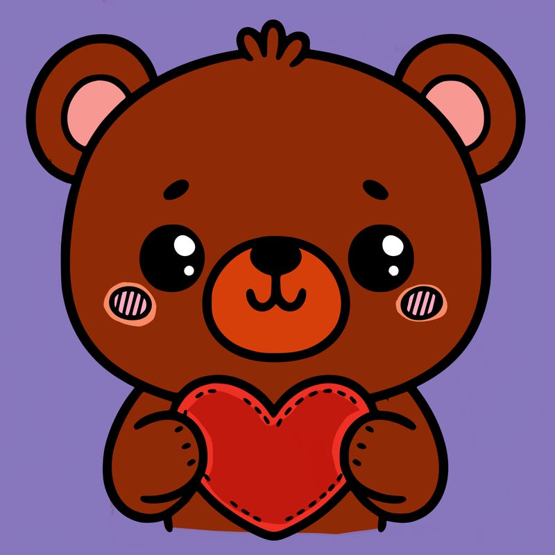 an adorable bear holding a heart
