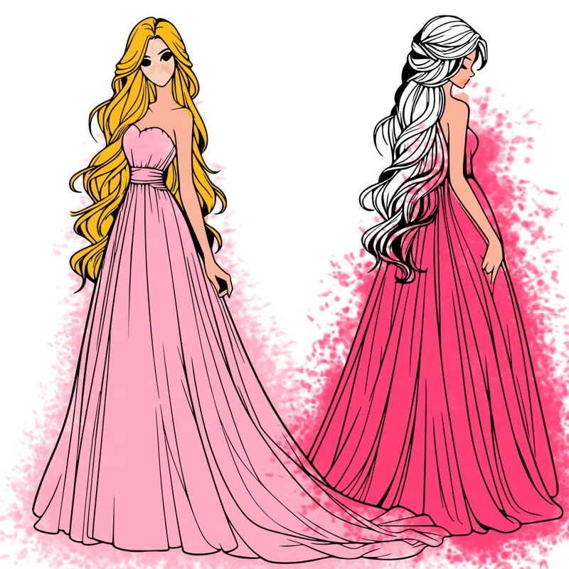 realistic woman with long flowing dress