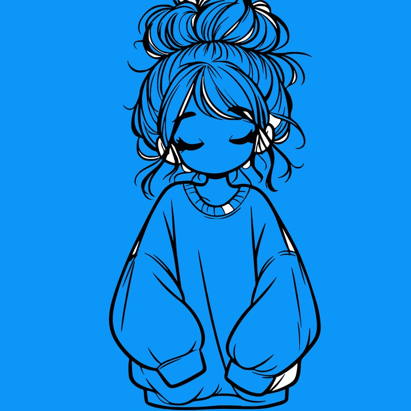 girl with baggy sweatshirt and messy bun