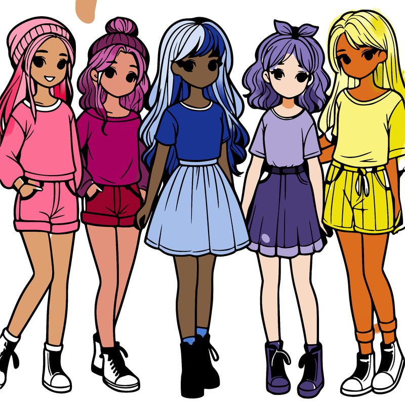 a group of five girls