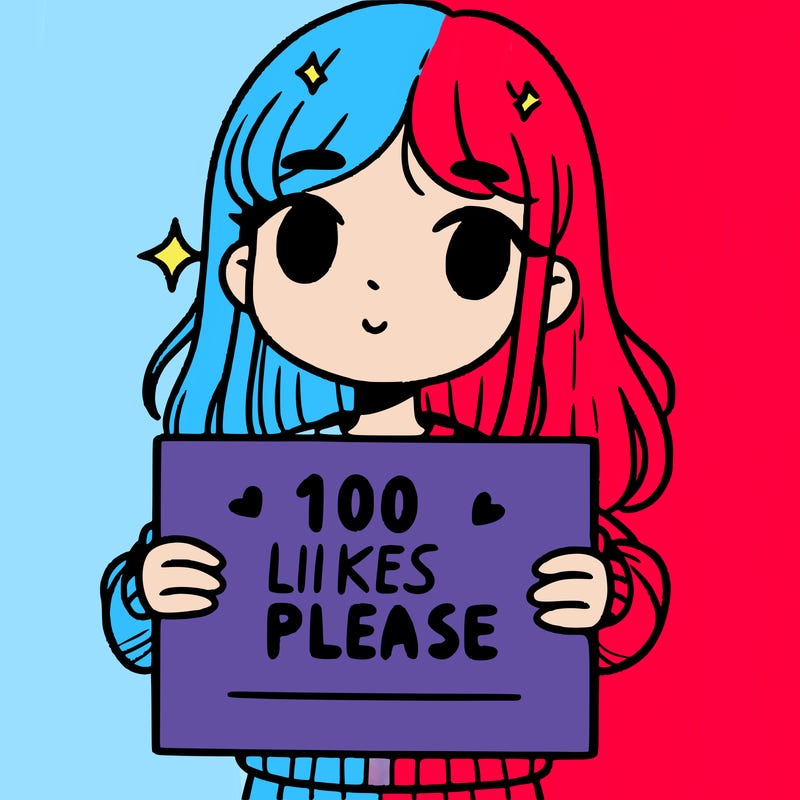 a girl holding up a sign saying 100 likes please