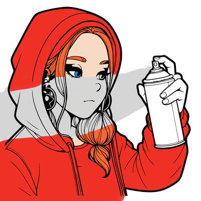 a realistic girl, spray painting