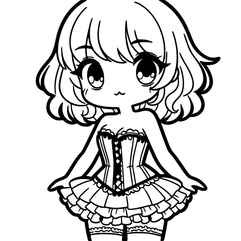 girl in corset and short frilly dress