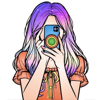 a realistic girl holding her phone taking pictures