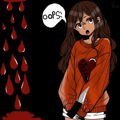 manga teen girl  in a sweater and baggy pants