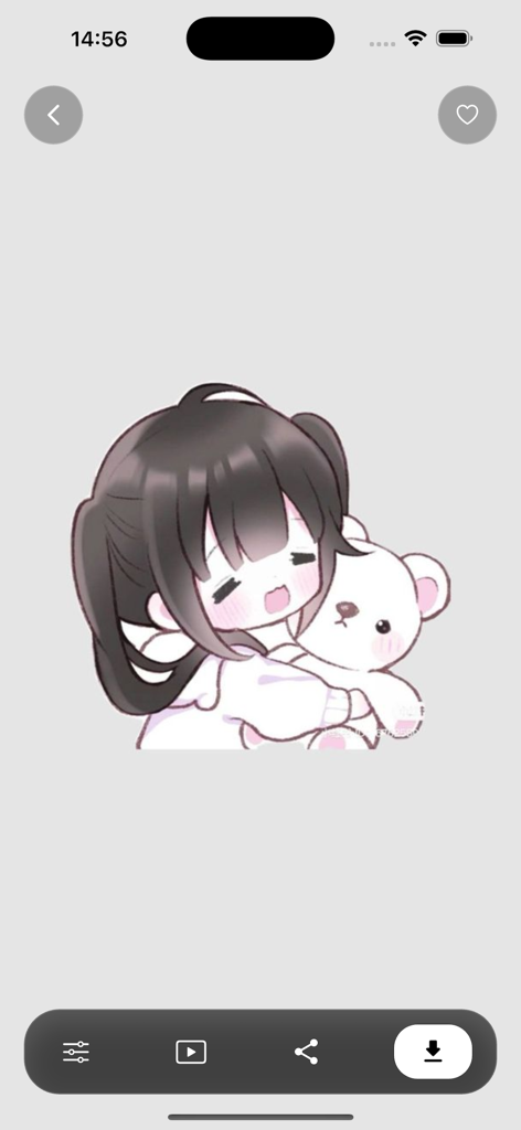 Shimeji Anime Wallpaper 4K - Menina de anime chibi fofa abraçando um ursinho de pelúcia branco em um fundo minimalista