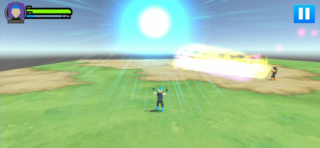 Stick Warriors 3D - Stickman character using a giant energy sphere attack in a 3D arena