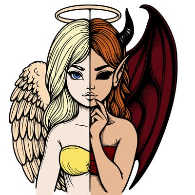 realistic angel half demon