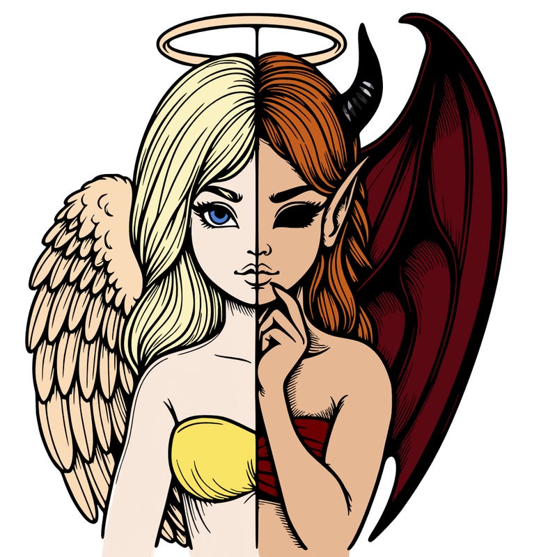 realistic angel half demon