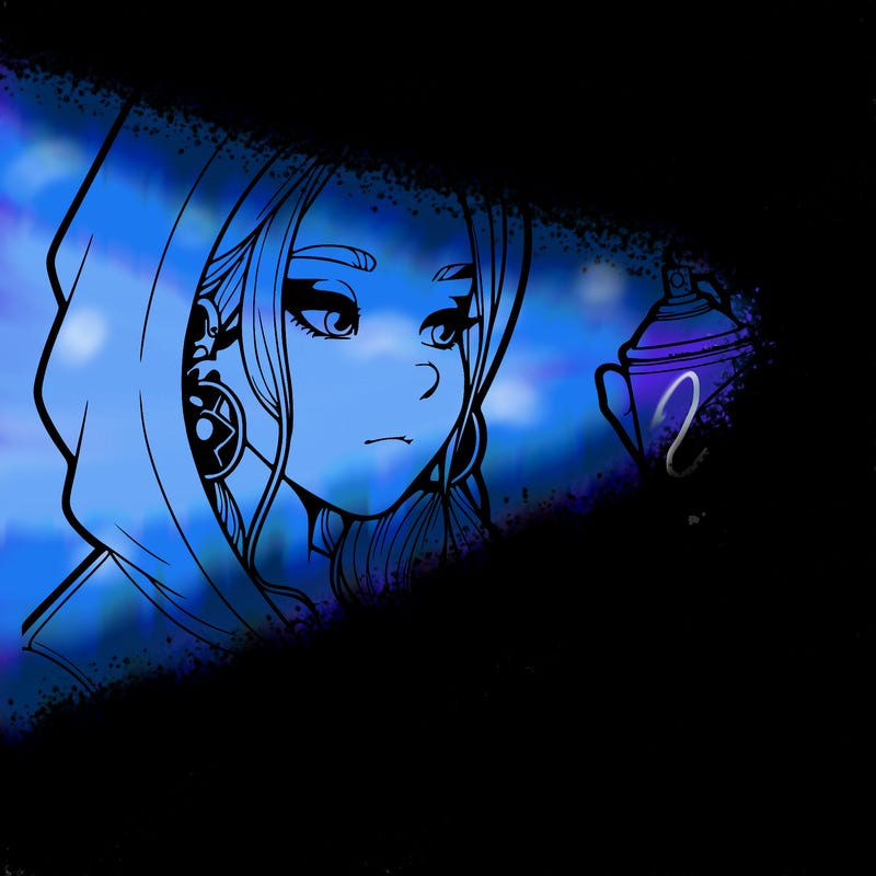 a realistic girl, spray painting