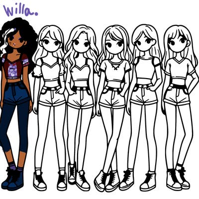 a group of girls wearing crop tops and shorts