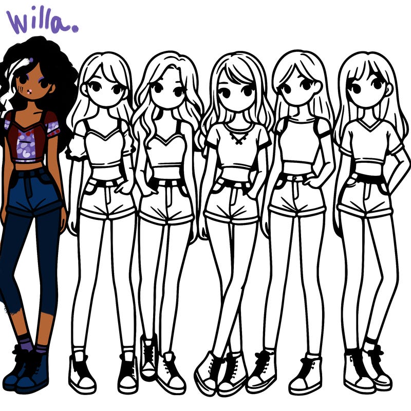 a group of girls wearing crop tops and shorts