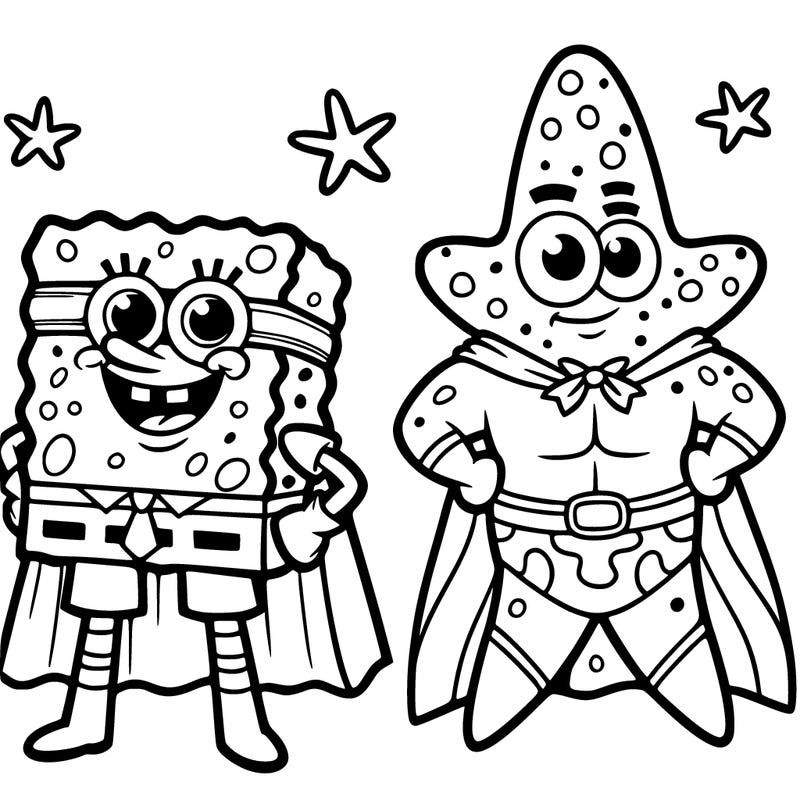 superhero spongebob and patrick