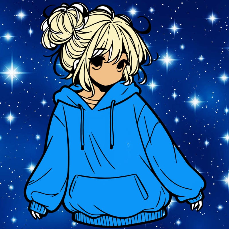 girl with baggy sweatshirt and messy bun