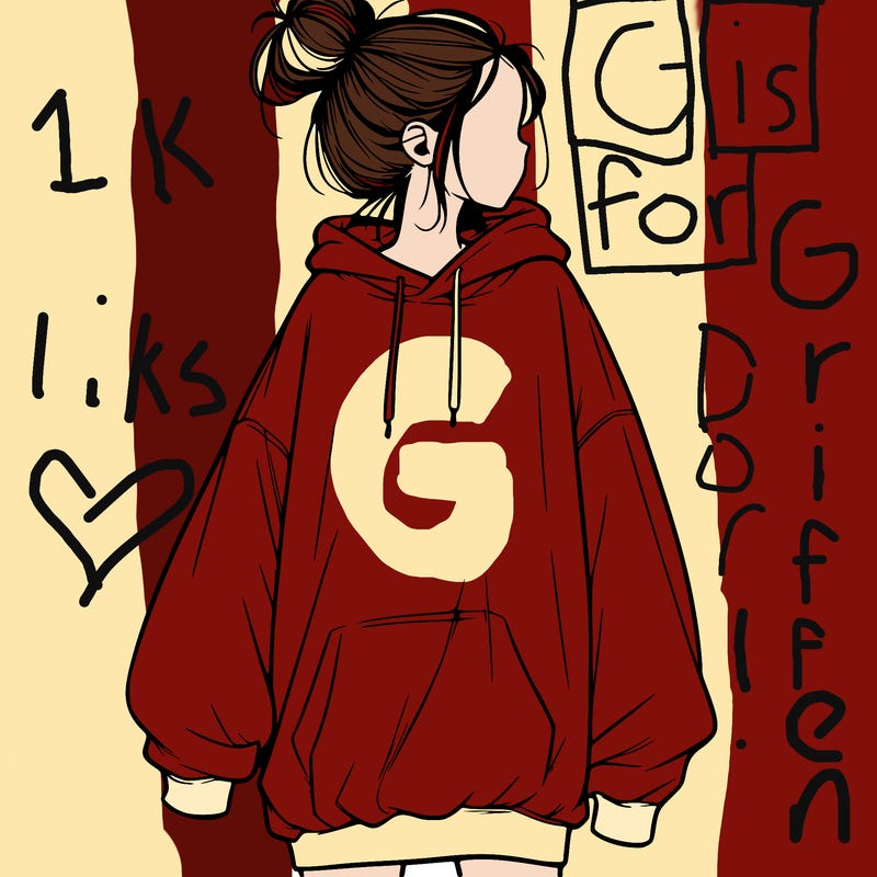 realistic girl with a oversized sweatshirt on and a bun