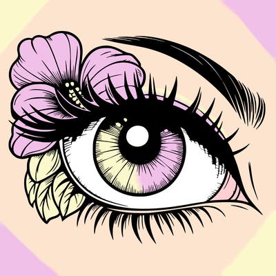 realistic eye with flower