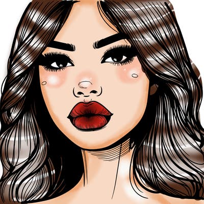 realistic girl with full lips