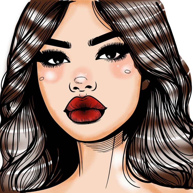 realistic girl with full lips