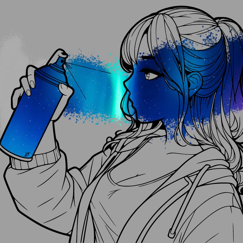 a realistic girl spray, painting