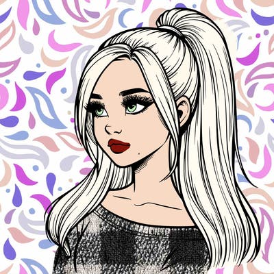 realistic girl with a high ponytail