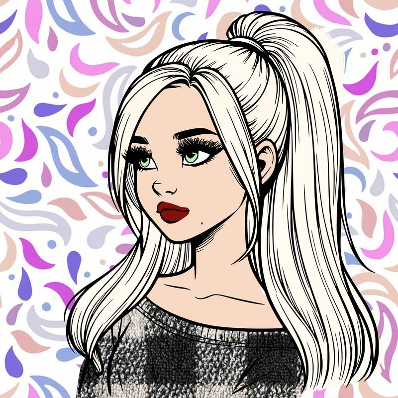 realistic girl with a high ponytail