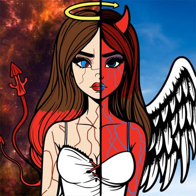 devil vs angel realistic girl