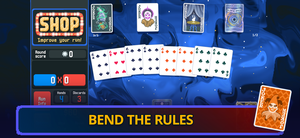 Balatro - Balatro gameplay screen showing poker hands and special Joker cards.