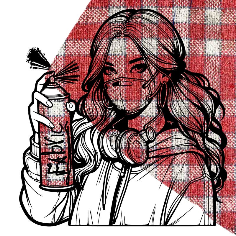 realistic girl spray painting