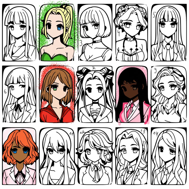 girls that look diffrent anime