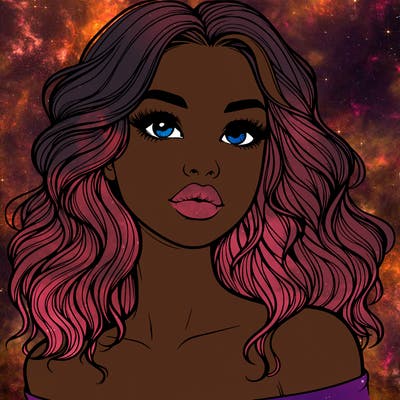 realistic girl with wavy hair and lips