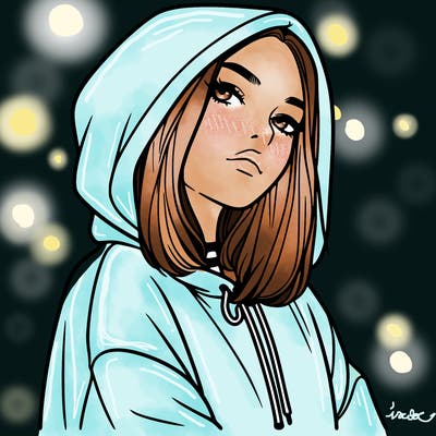 a realistic girl in a hoodie