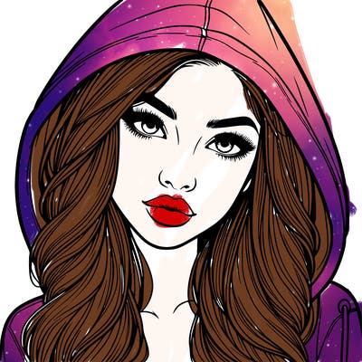 realistic beautiful girl with a hood on