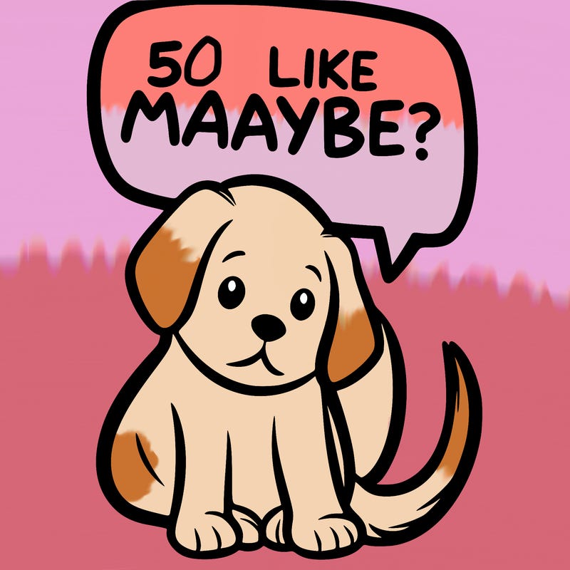 a puppy that says 5 like maybe