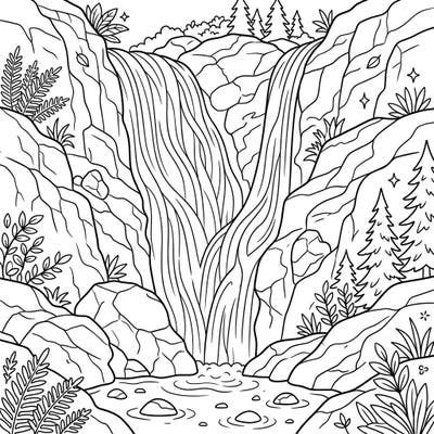 Explore the wonders of nature with this captivating Horsetail Waterfall coloring page, specially designed for kids aged 4-8. Little artists will love bringing this majestic natural scene to life with their favorite colors.
