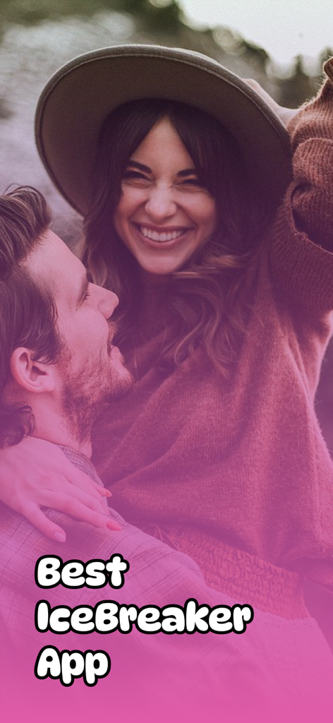 Icebreaker - couple game - Happy smiling couple hugging under the text Best IceBreaker App