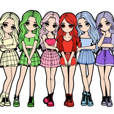 a group of girls realistic