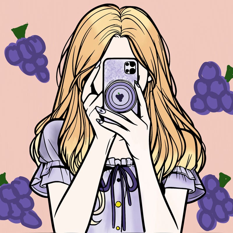 a realistic girl holding her phone taking pictures