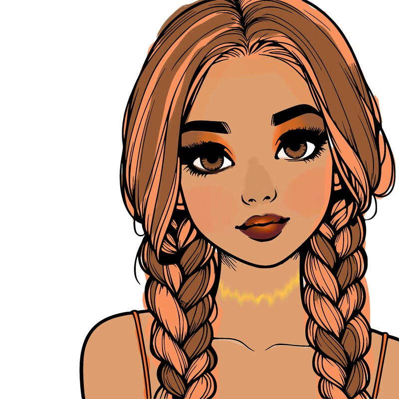 realistic girl with braids