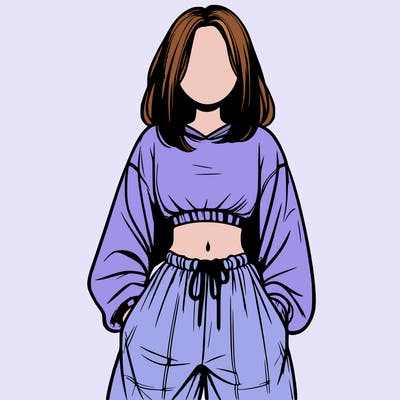 realistic girl faceless with baggy pants and a crop top
