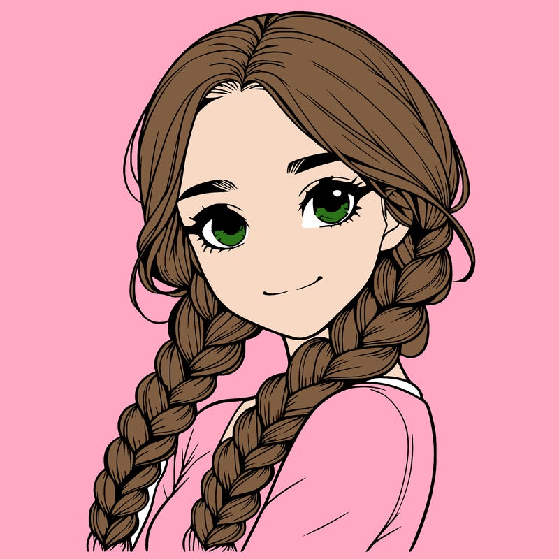 realistic girl with braids