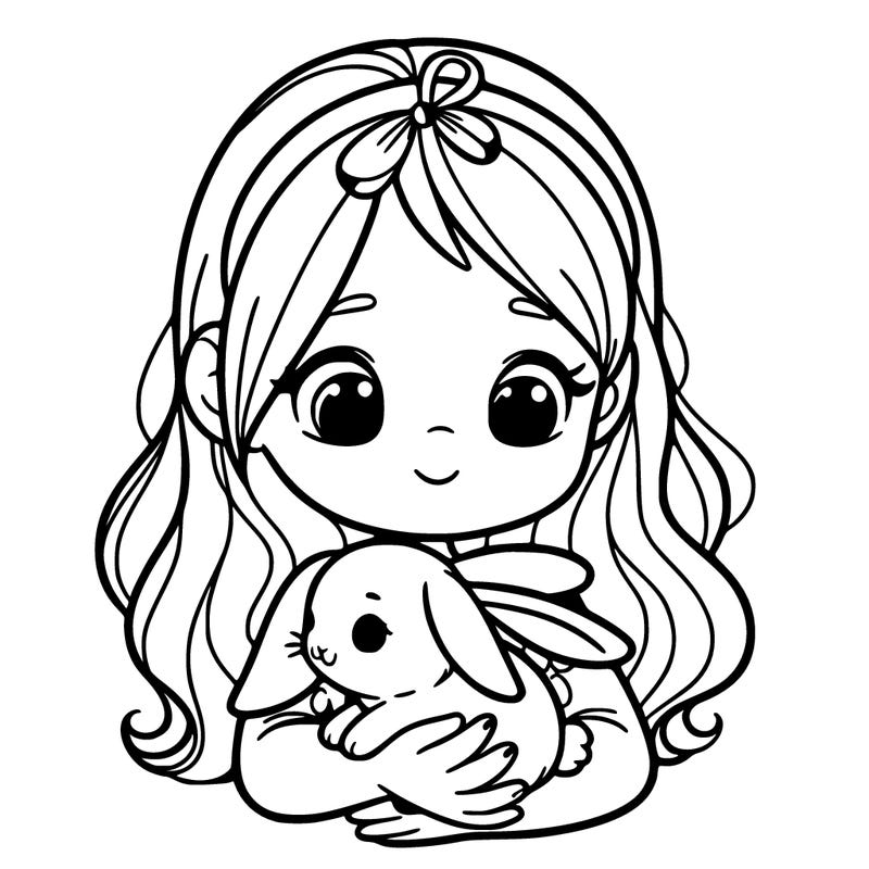 a girl with a bunny in her hands