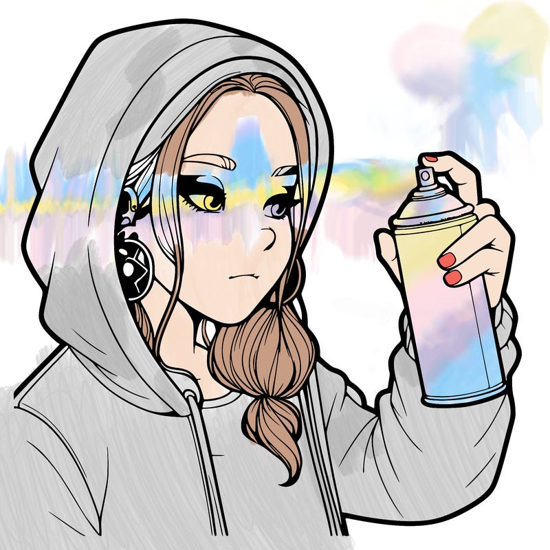 a realistic girl, spray painting