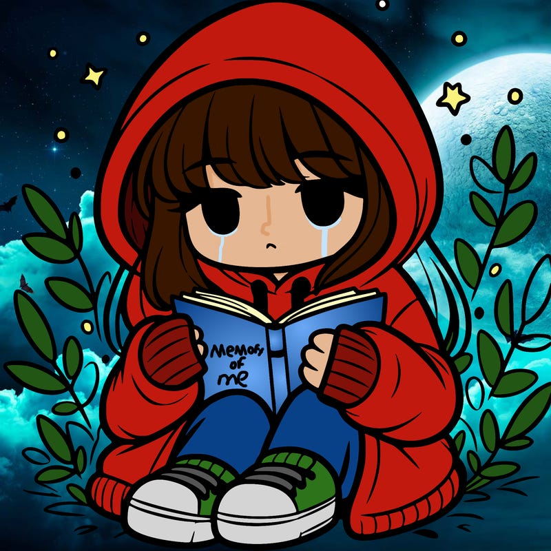 girl in oversized hoodie reading a book