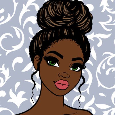 beautiful black woman with an up do hairstyle