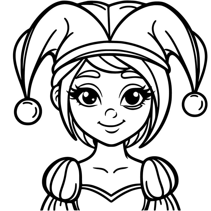 pomni  a girl who wears a jester costume, has blue and red eyes and has white skin. age 25