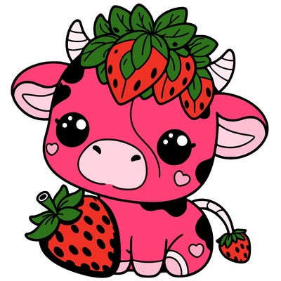 cute strawberry cow