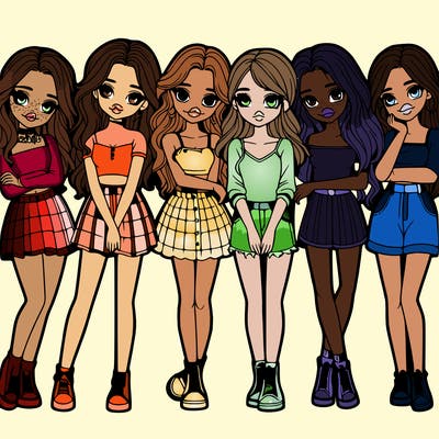 a group of girls realistic