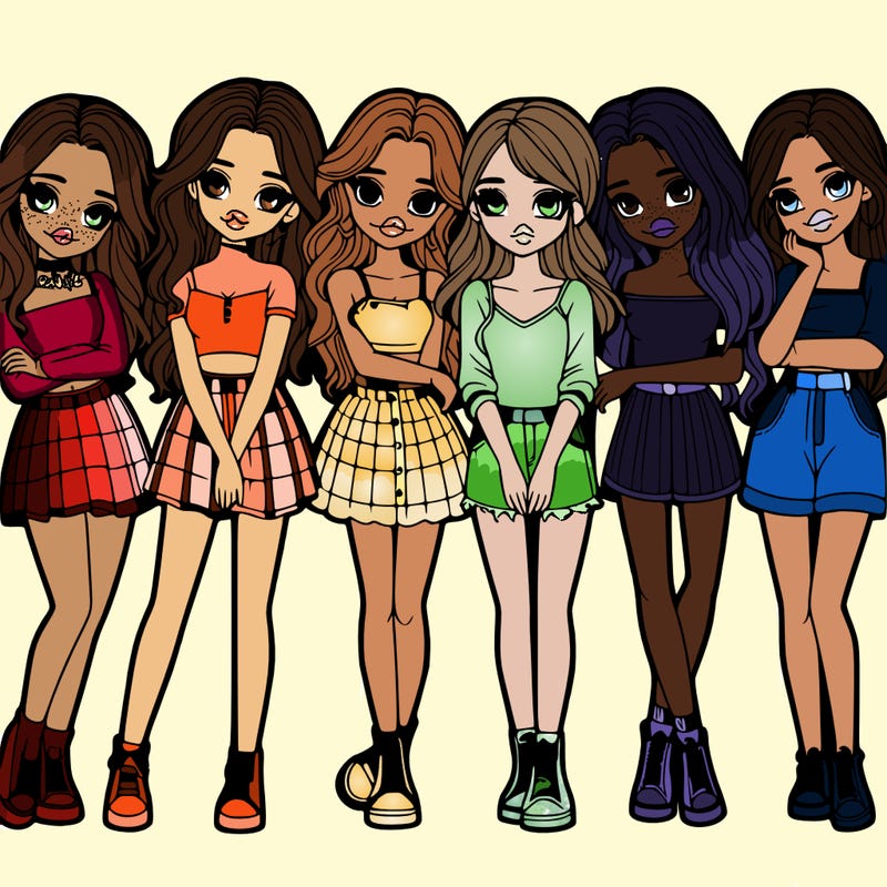 a group of girls realistic