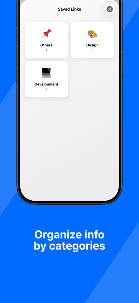 LiveNote: Note on Lock Screen - Interface of the LiveNote app showing saved links organized into categories like Design and Development