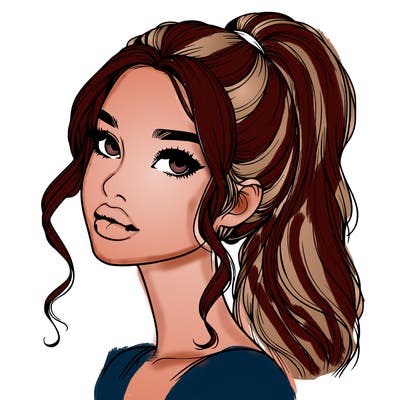 realistic girl with a ponytail on her hair and lips